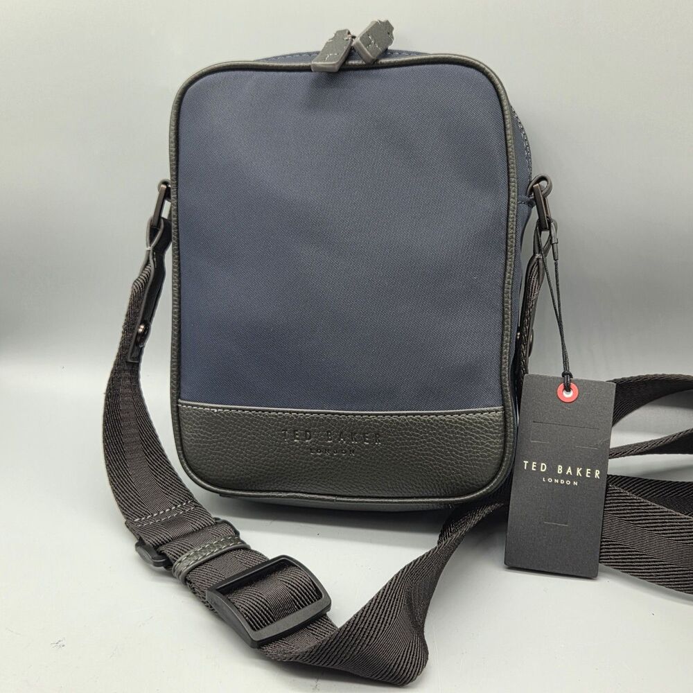 Ted Baker London Fairford Sling Crossbody Bag Navy Nylon/Black Coffee NEW
